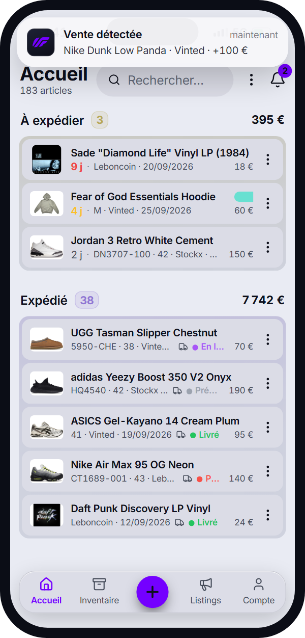 Aperçu de l'application StockFeel.